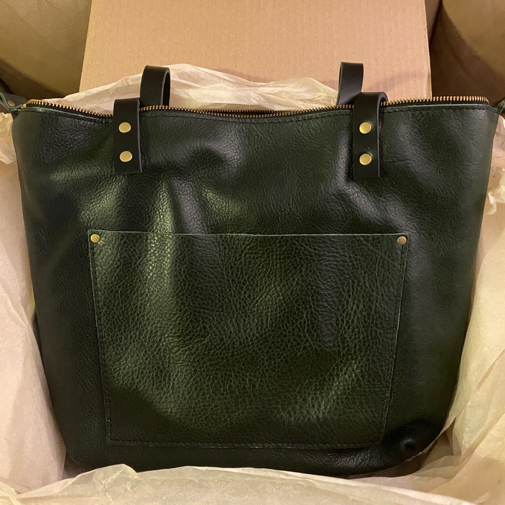 Portland Leather Goods Large Zip Tote in Forest